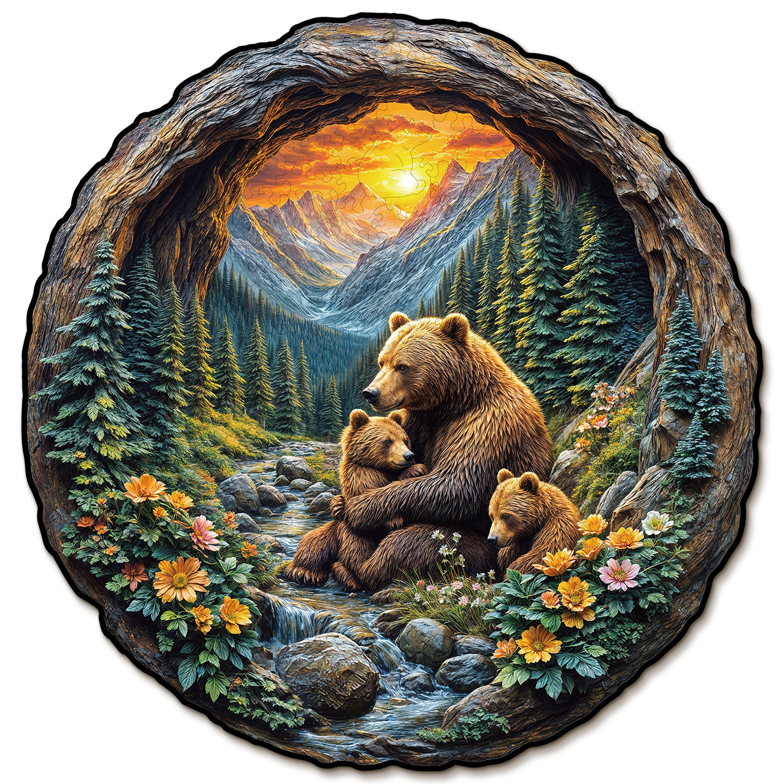 Whimsical Wooden Jigsaw Puzzle- Bear Embrace