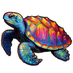 Whimsical Wooden Jigsaw Puzzle-Leisure Turtle