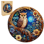Whimsical Wooden Jigsaw Puzzle- moonlight owl