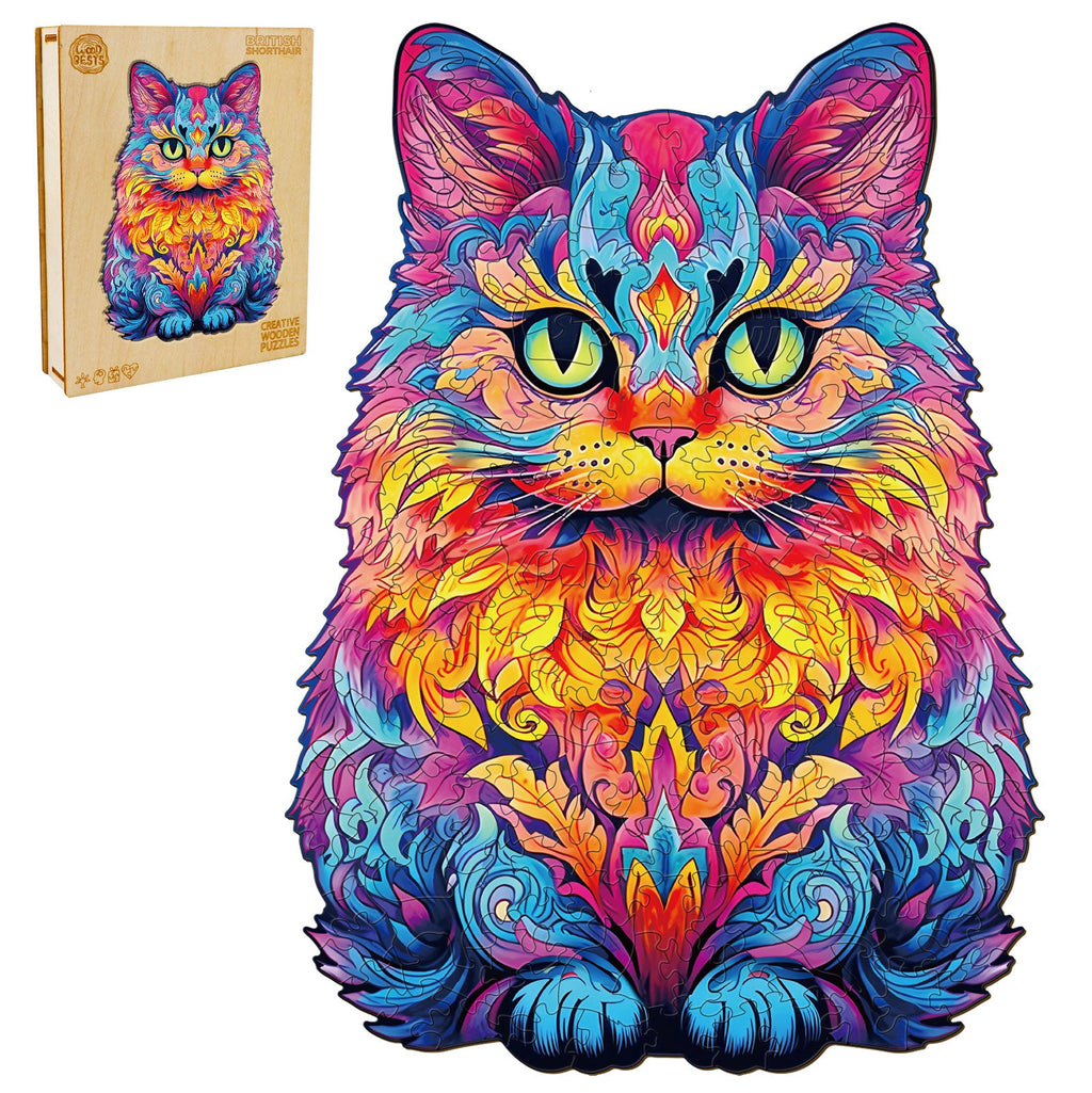 Whimsical Wooden Jigsaw Puzzle-British shorthair