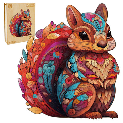 Whimsical Wooden Jigsaw Puzzle-Playful Squirrel