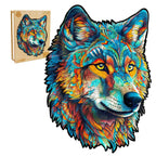Whimsical Wooden Jigsaw Puzzle-Fearless Wolf