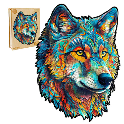 Skurriles Holzpuzzle – Furchtloser Wolf