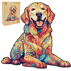 Whimsical Wooden Jigsaw Puzzle - Loyal Golden Retriever - pickApuzzle