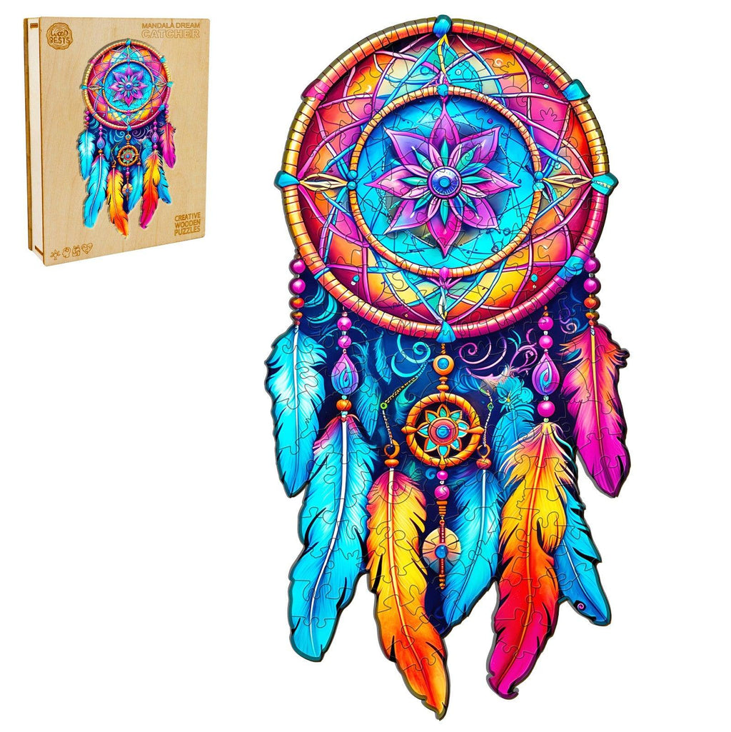 Launiges Holzpuzzle - Mandala Traumfänger