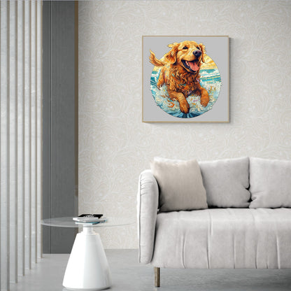 Verschmitztes Holz-Puzzle – fröhlicher Golden Retriever