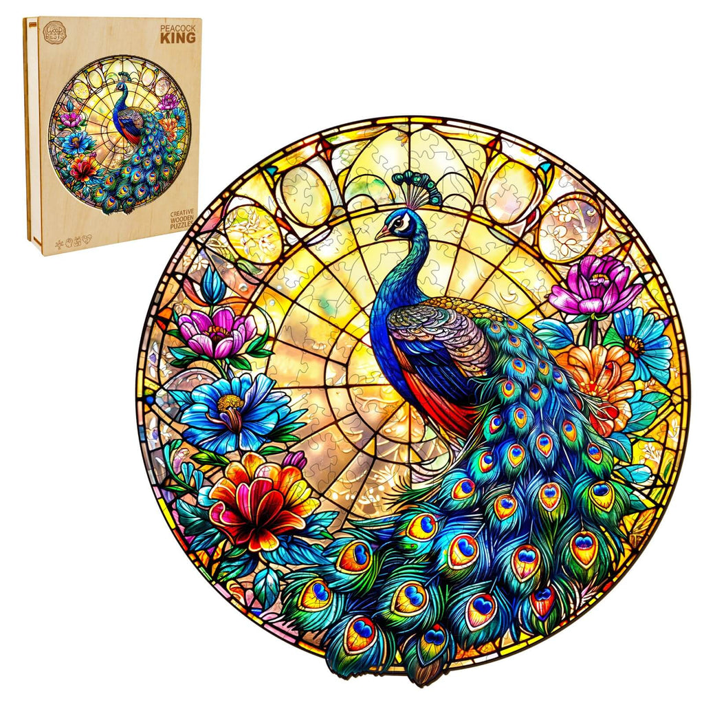 Whimsical Wooden Jigsaw Puzzle- Peacock King