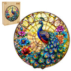 Whimsical Wooden Jigsaw Puzzle- Peacock King