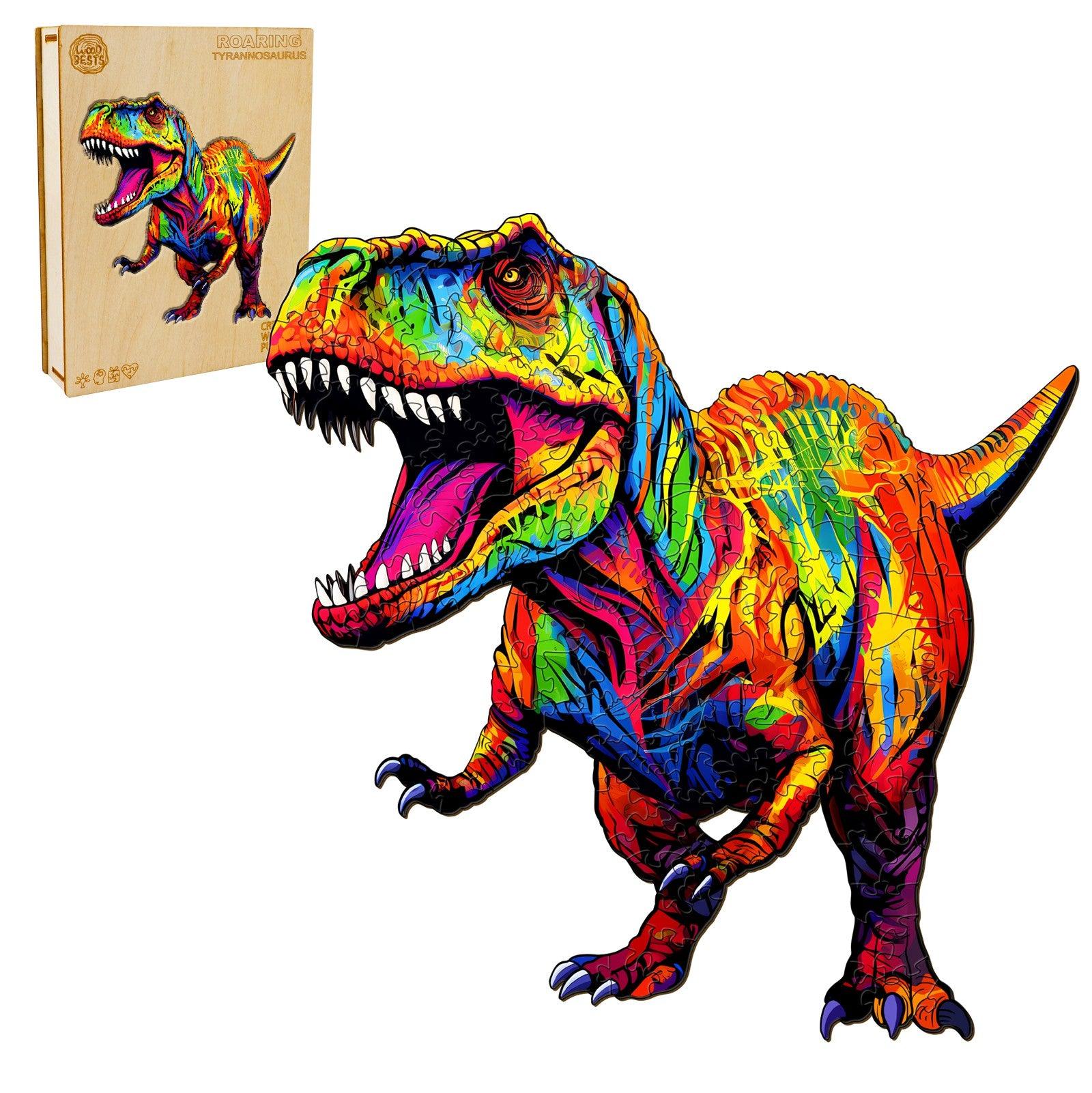 Whimsical Wooden Jigsaw Puzzle- Roaring Tyrannosaurus