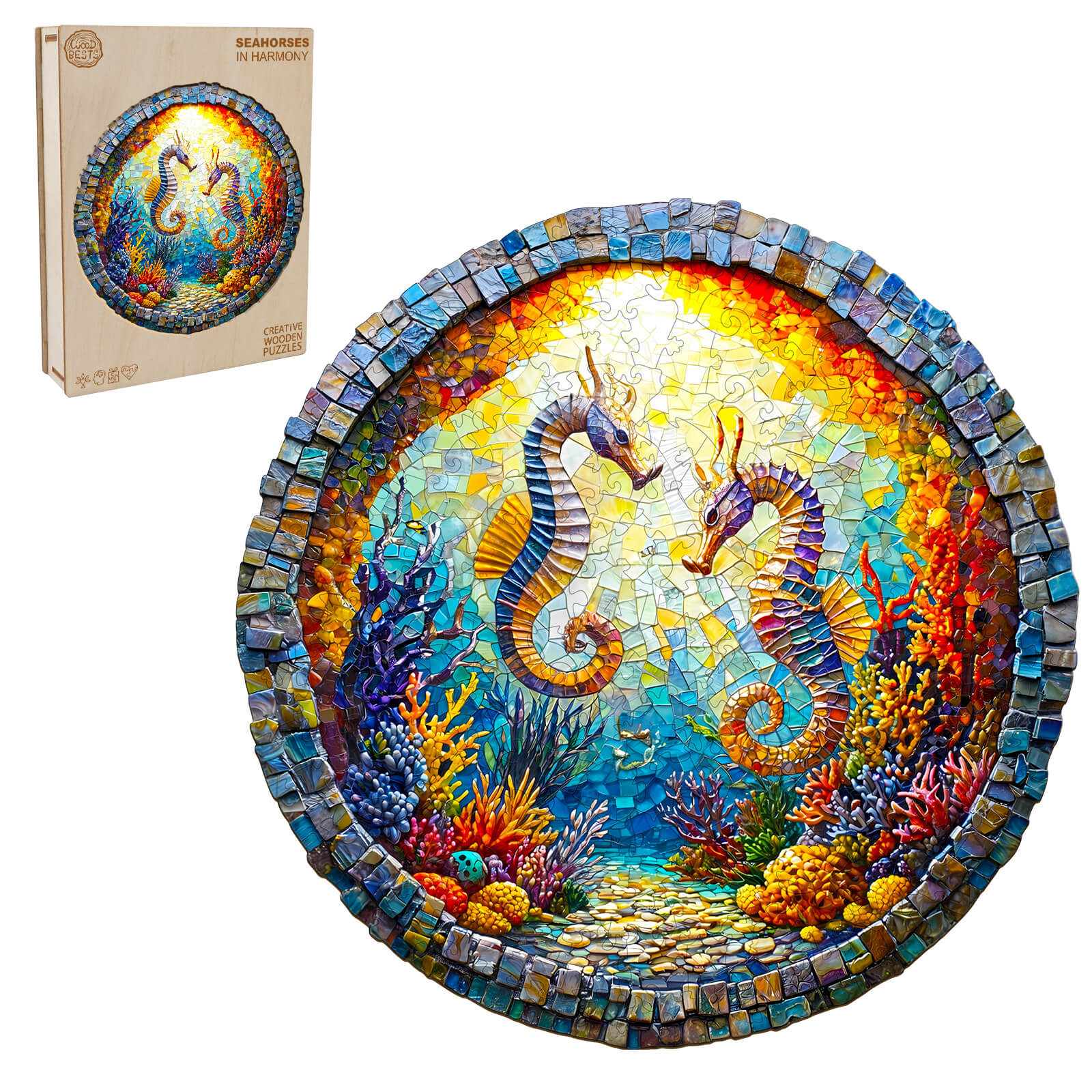 Engaging Wooden Jigsaw Puzzle- Seahorses in Harmony