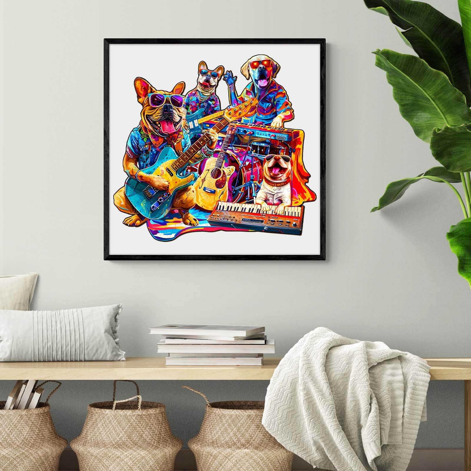 Whimsical Wooden Jigsaw Puzzle- Dog Band