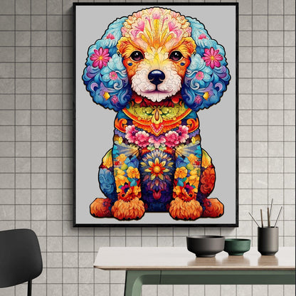 Whimsical Wooden Jigsaw Puzzle-cute poodle