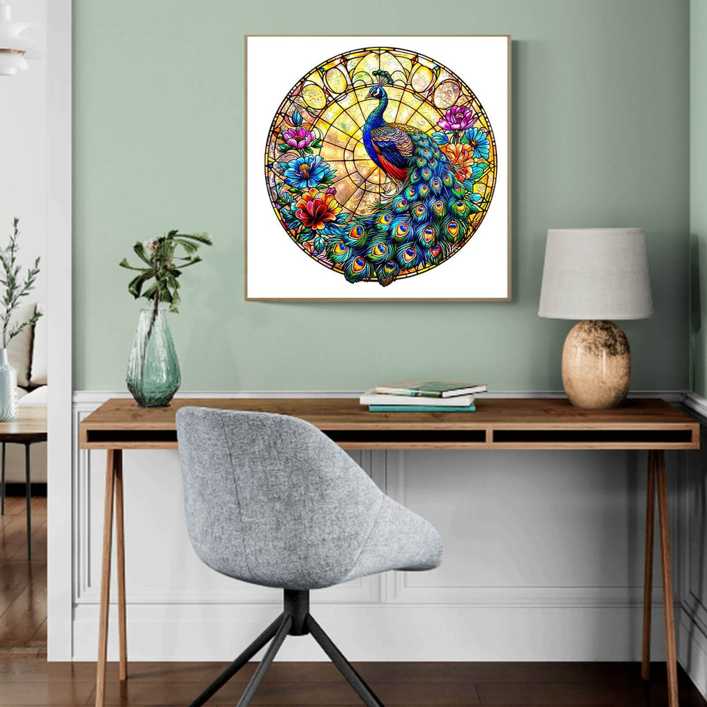 Whimsical Wooden Jigsaw Puzzle- Peacock King