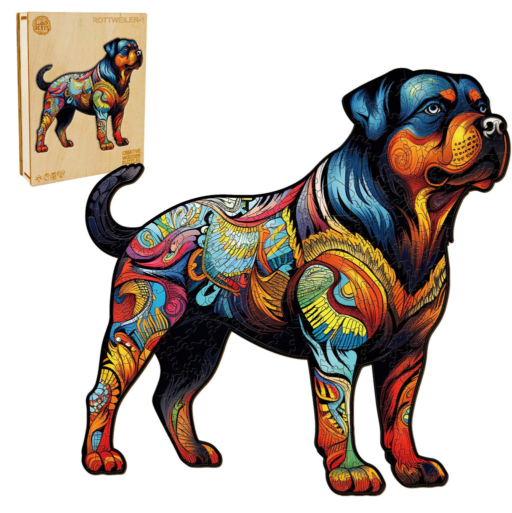 Whimsical Wooden Jigsaw Puzzle- Rottweiler 1