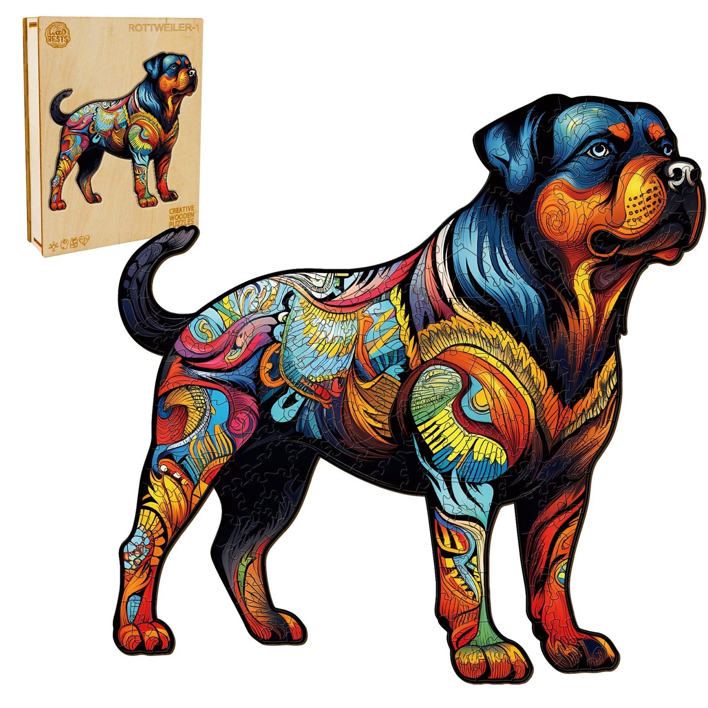 Verspieltes Holzpuzzle – Rottweiler 1