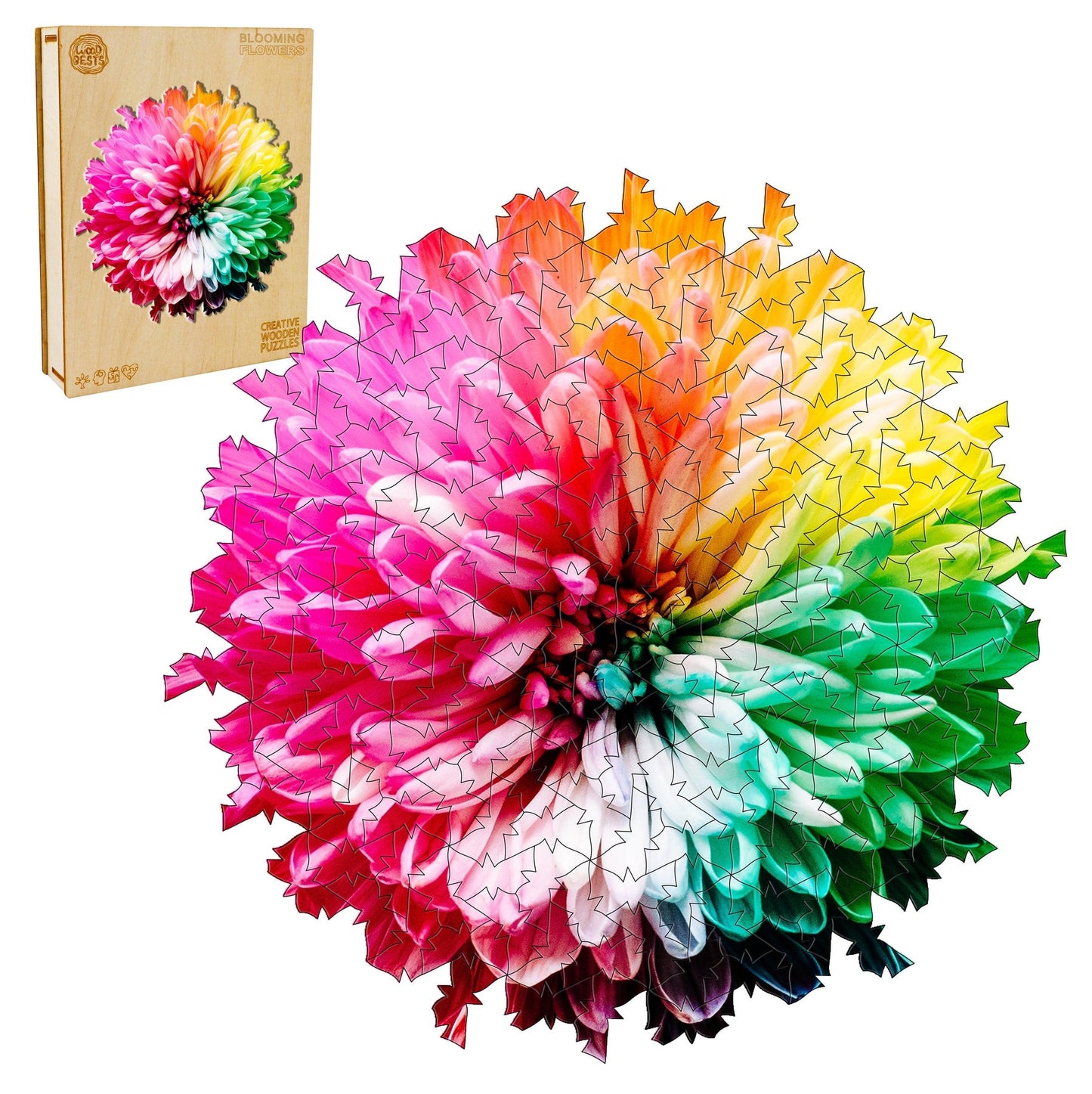 Whimsical Wooden Jigsaw Puzzle-BLOOMING FLOWERS