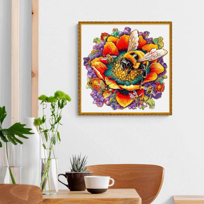 Launiges Holzpuzzle - Biene und Blume