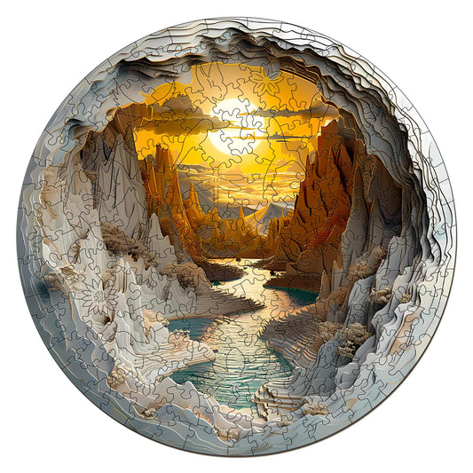 Whimsical Wooden Jigsaw Puzzle- 3d vision Inside The Cave-1