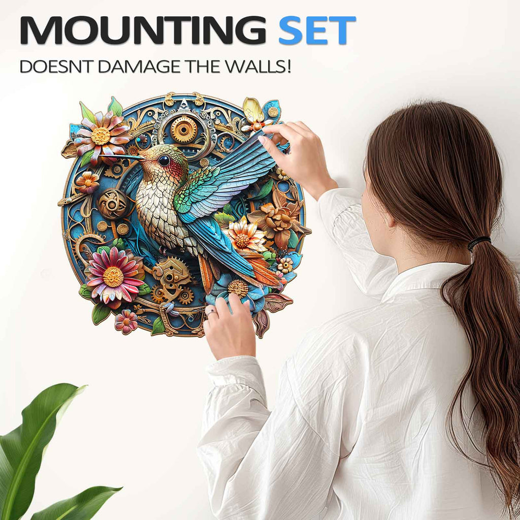 Whimsical Wooden Jigsaw Puzzle- Graceful hummingbird-2