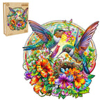 Whimsical Wooden Jigsaw Puzzle- Hummingbird Haven