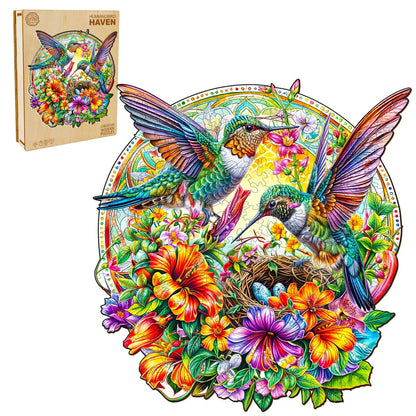 Ausgefallenes Holzpuzzle - Kolibri-Paradies