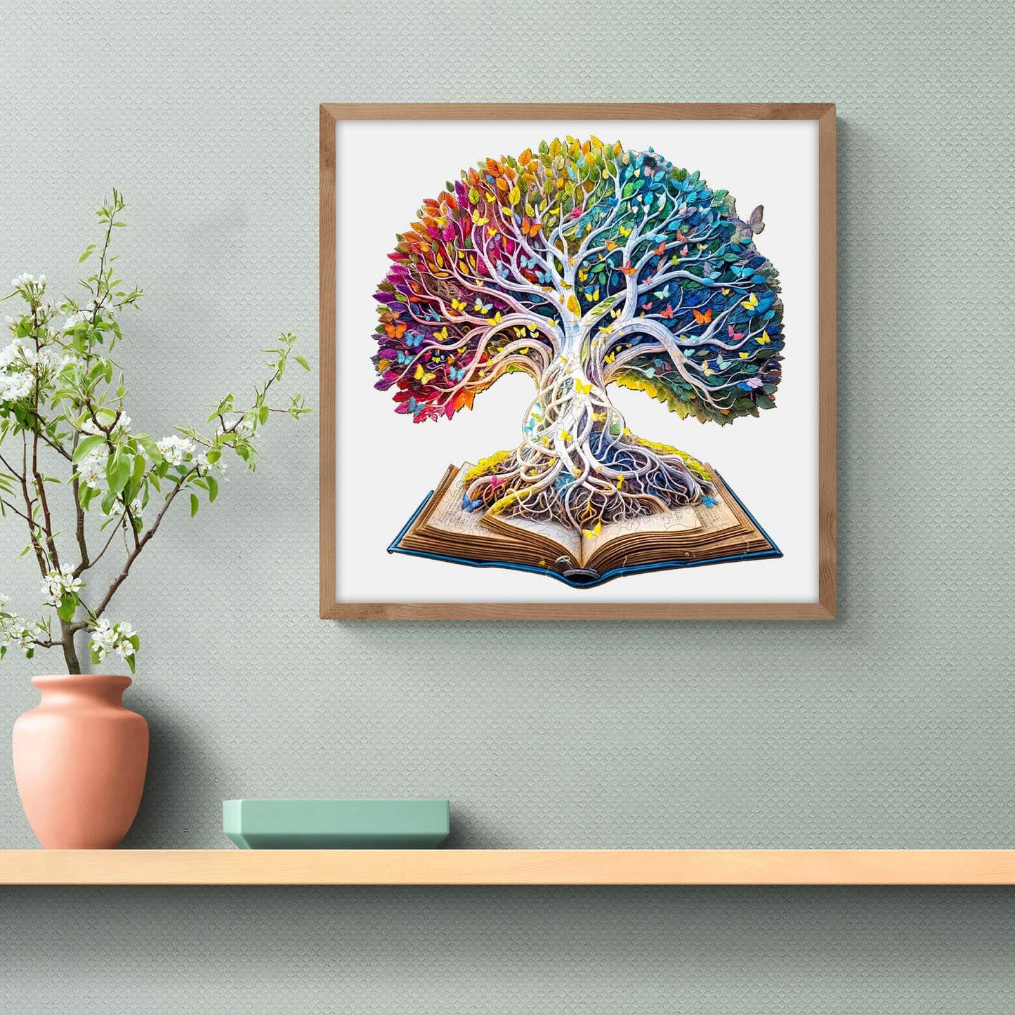 Verträumtes Holzpuzzle – Farbenfroher Lebensbaum