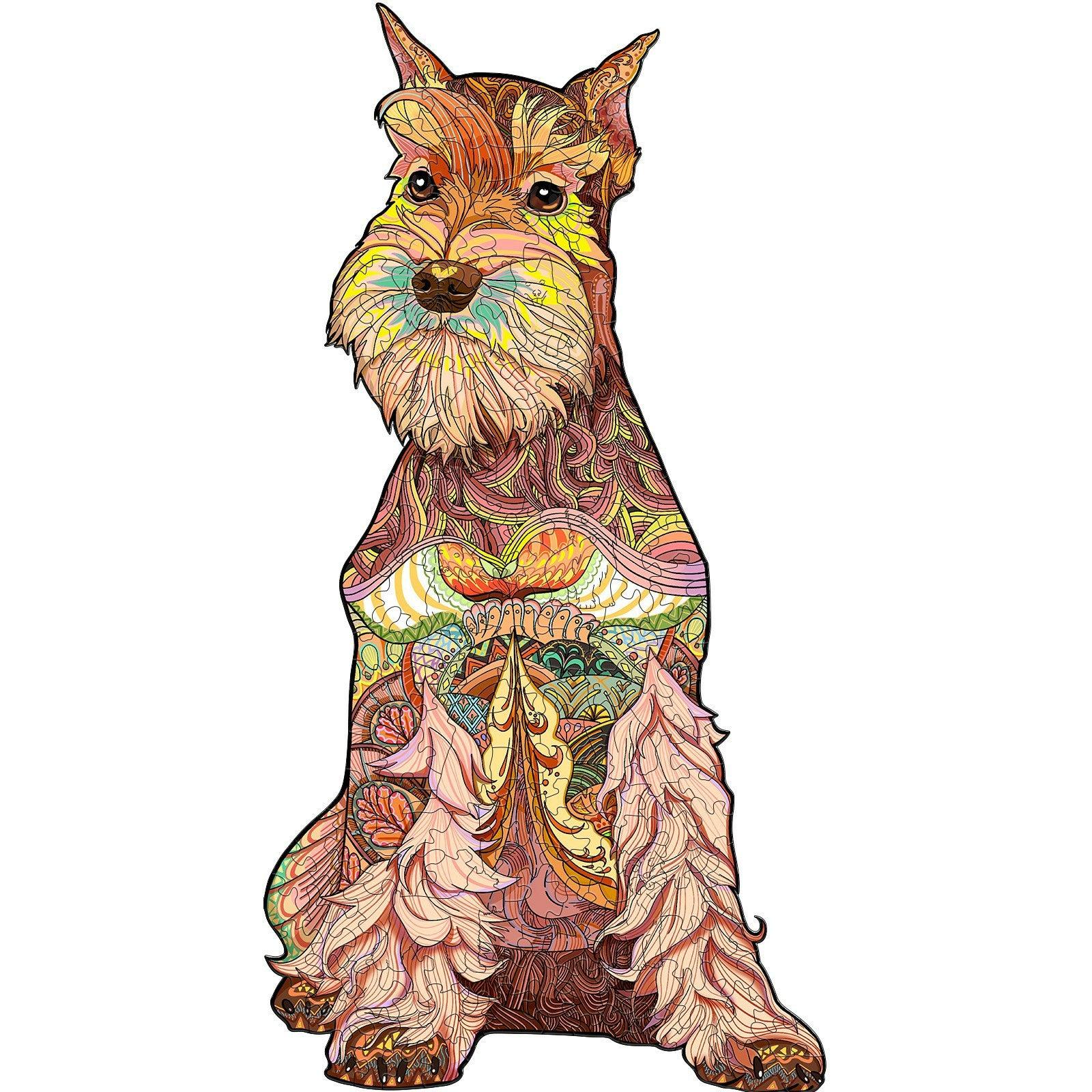 Whimsical Wooden Jigsaw Puzzle- Schnauzer