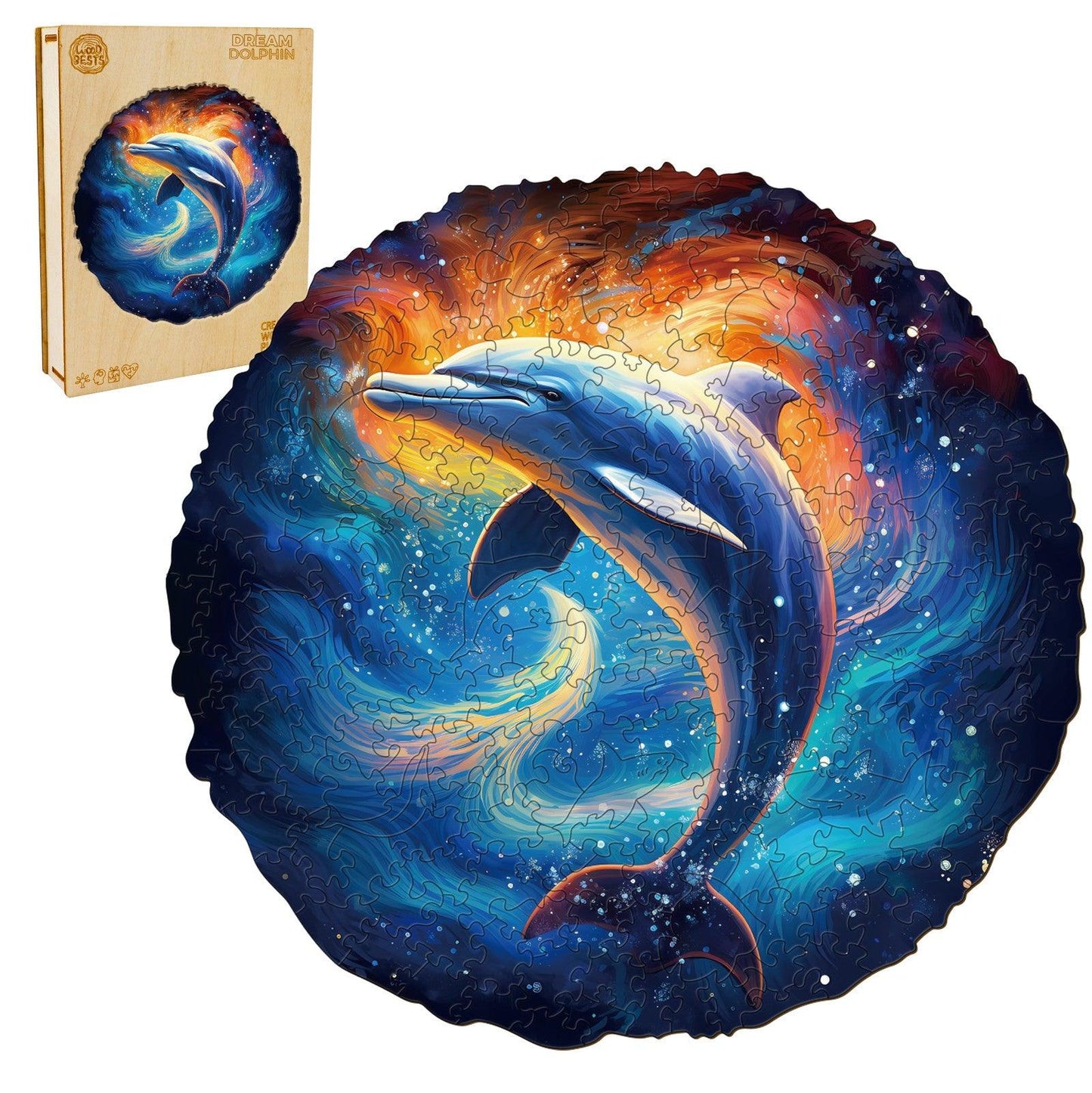 Whimsical Wooden Jigsaw Puzzle-Dream Dolphin