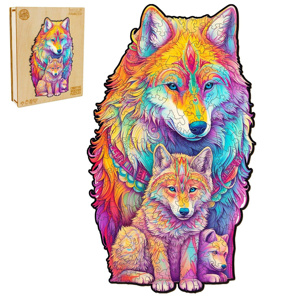 Whimsical Wooden Jigsaw Puzzle-WOLF FAMILY 2