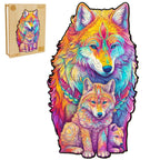 Whimsical Wooden Jigsaw Puzzle-WOLF FAMILY 2