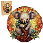 Whimsical Wooden Jigsaw Puzzle-mandala koala