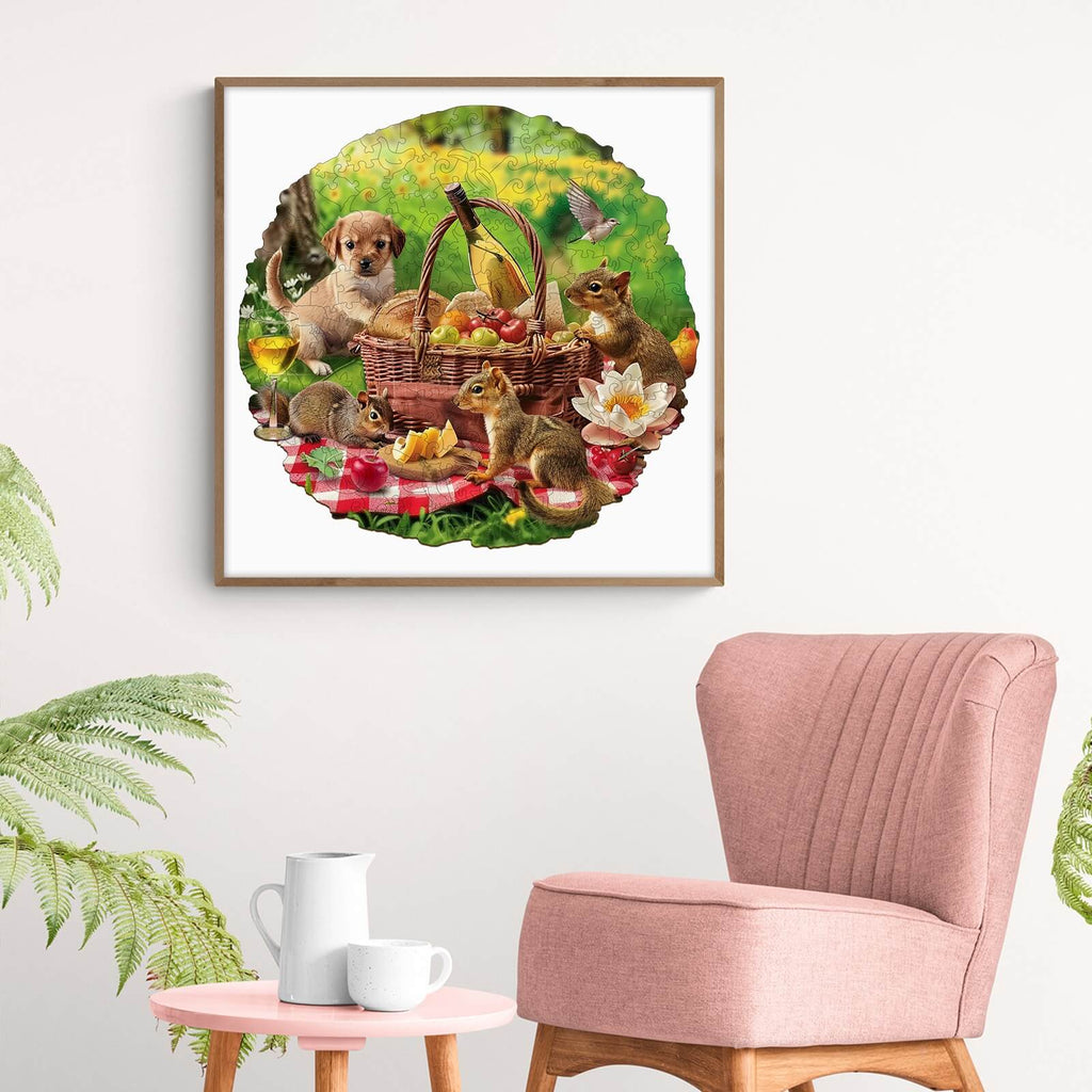 Whimsical Wooden Jigsaw Puzzle- Animal Picnic