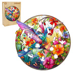 Whimsical Wooden Jigsaw Puzzle- Stained Glass Hummingbird 2