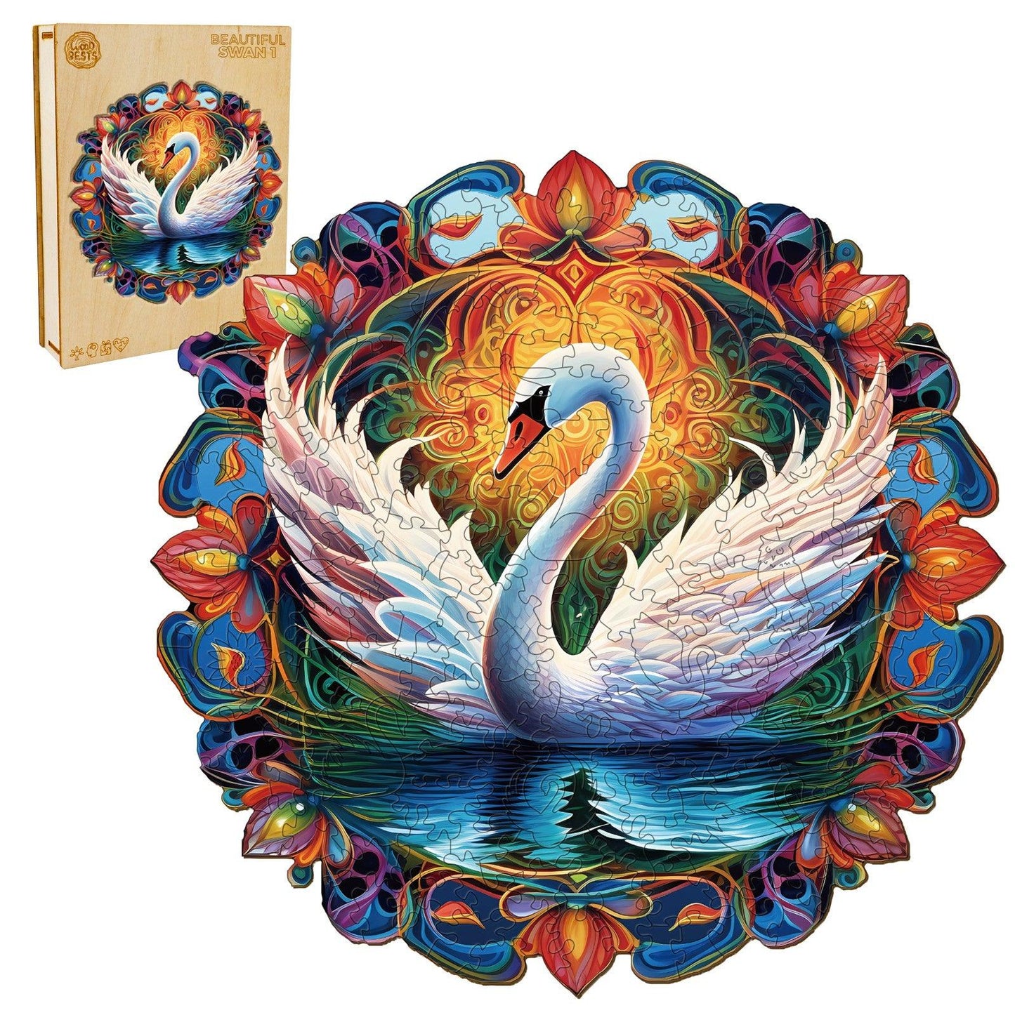 Whimsical Wooden Jigsaw Puzzle-Beautiful Swan 1