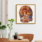Whimsical Wooden Jigsaw Puzzle-Fatherly Lion