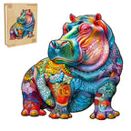 Whimsical Wooden Jigsaw Puzzle- hippopotamus
