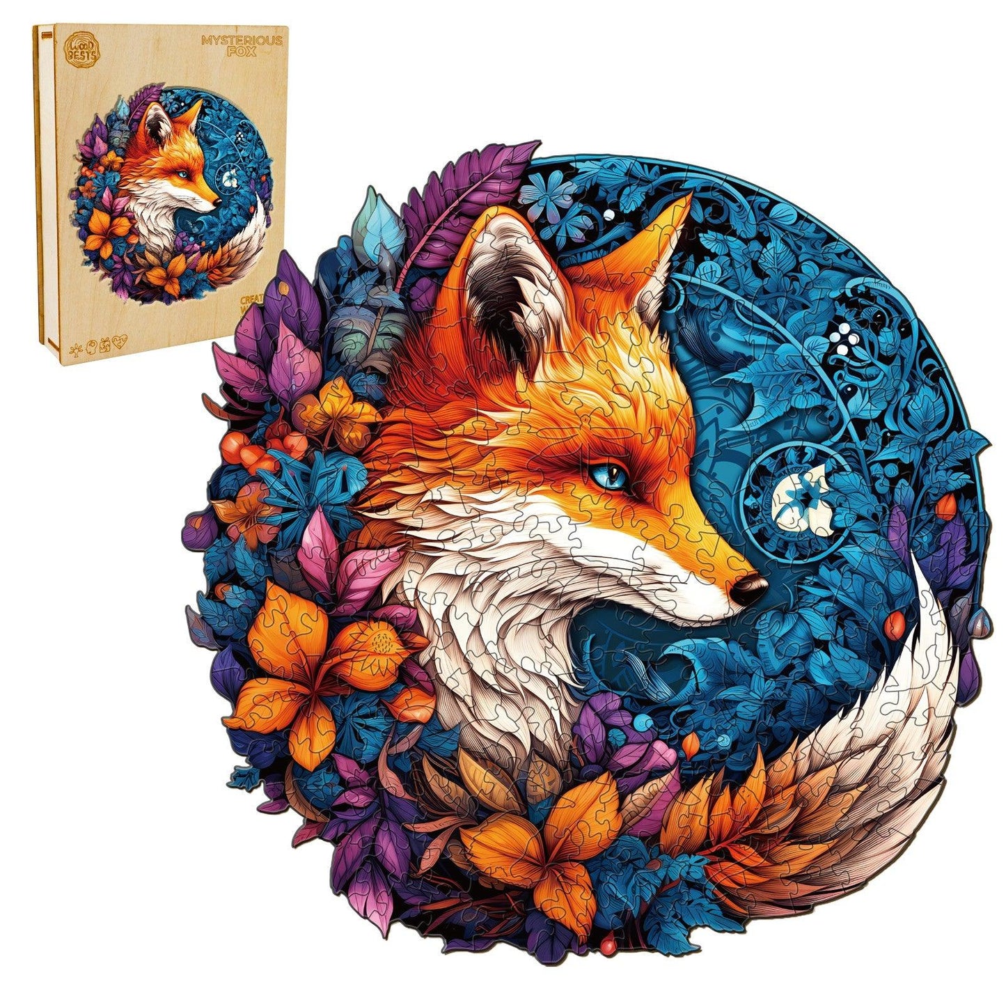 Whimsical Wooden Jigsaw Puzzle-Mysterious Fox