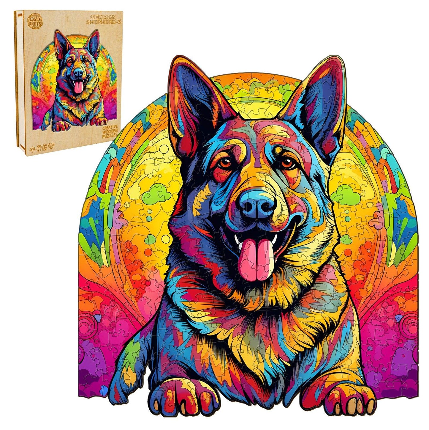 Whimsical Wooden Jigsaw Puzzle-German Shepherd 3