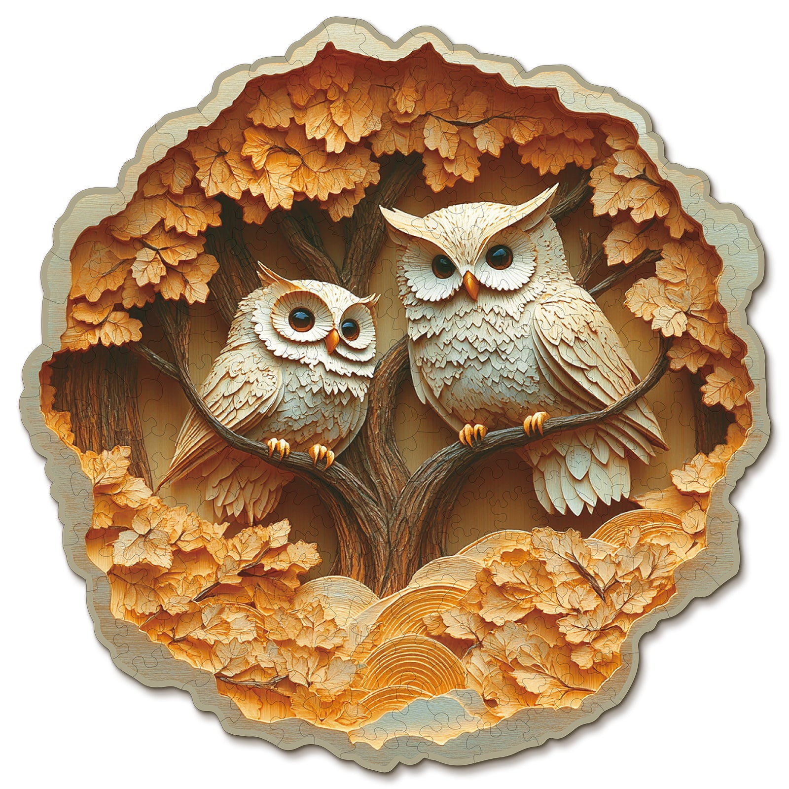 Whimsical Wooden Jigsaw Puzzle- Parent Child Owl