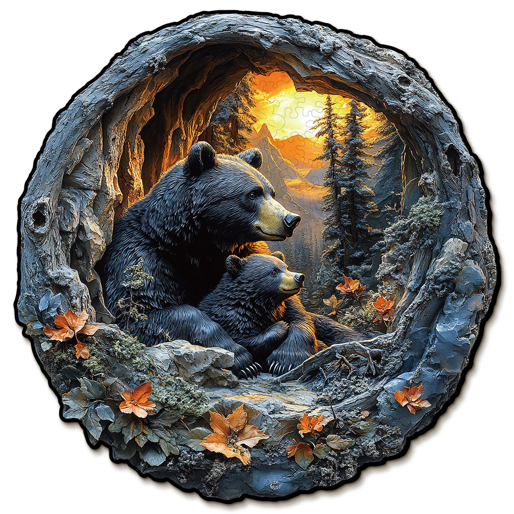 Whimsical Wooden Jigsaw Puzzle- Bear Cuddle