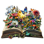 Puzzle en bois fantaisie - Fleurs sur le livre