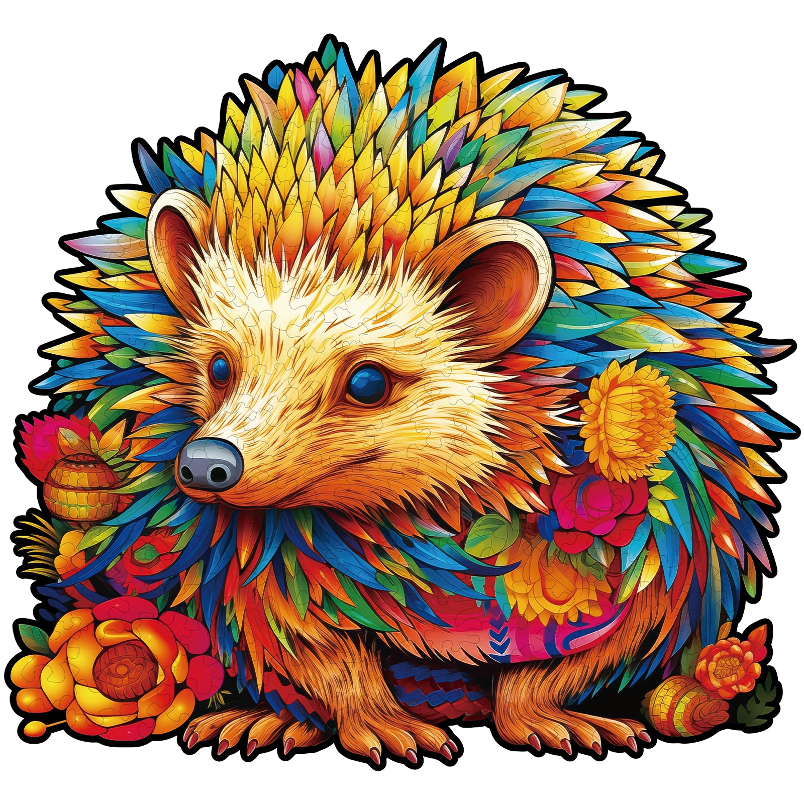 Whimsical Wooden Jigsaw Puzzle- Smart Hedgehog Image principale du produit