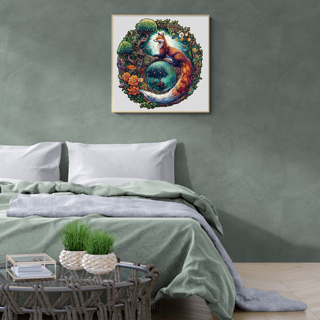 Whimsical Wooden Jigsaw Puzzle-Yin Yang Fox-1