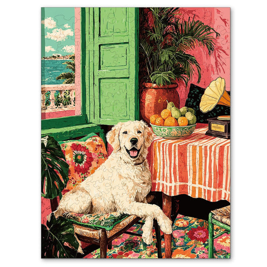 Whimsical Wooden Jigsaw Puzzle - Sunny Golden Corner - pickApuzzle