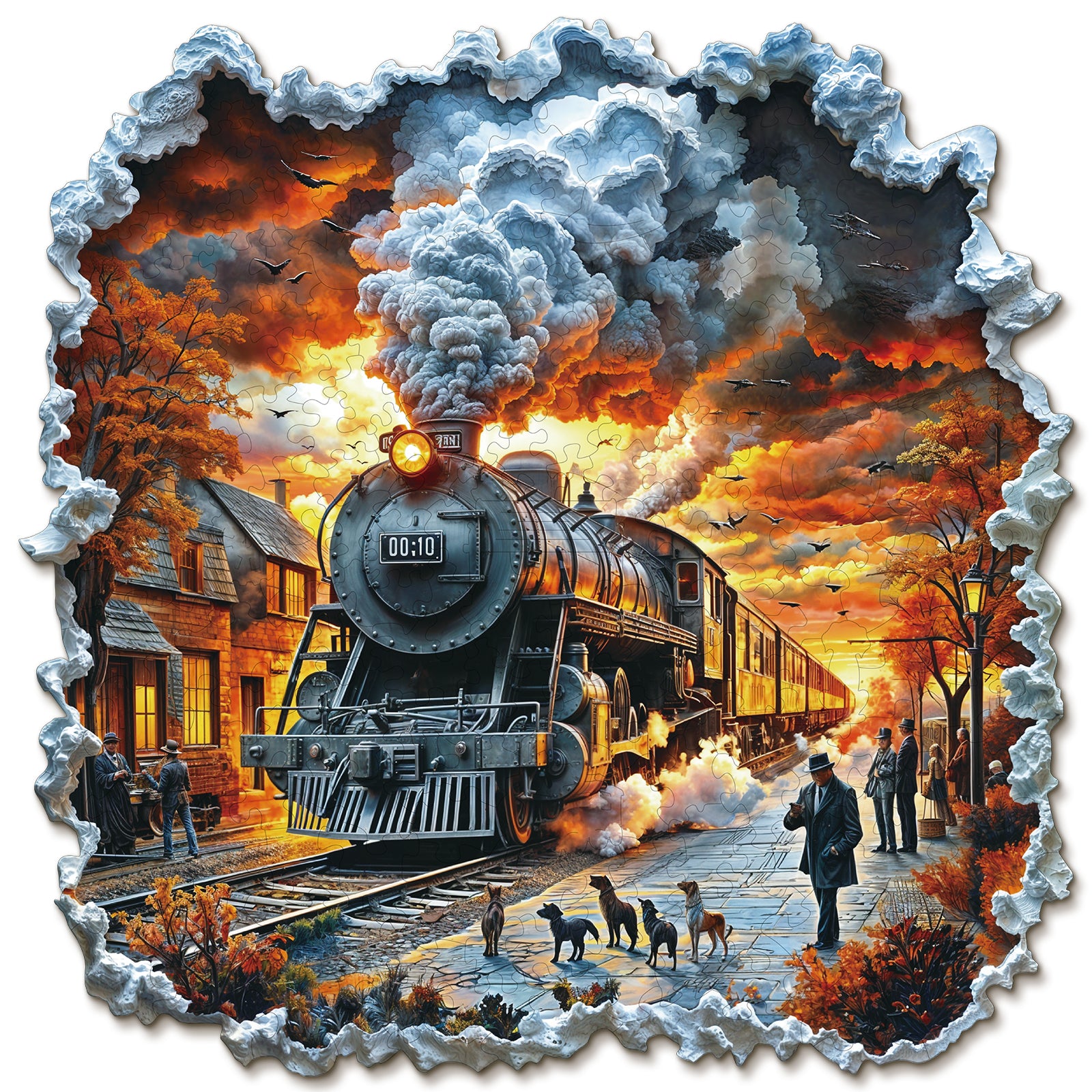 Whimsical Wooden Jigsaw Puzzle-  Retro Steam Train Main image