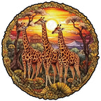 Whimsical Wooden Jigsaw Puzzle- The Giraffe Family