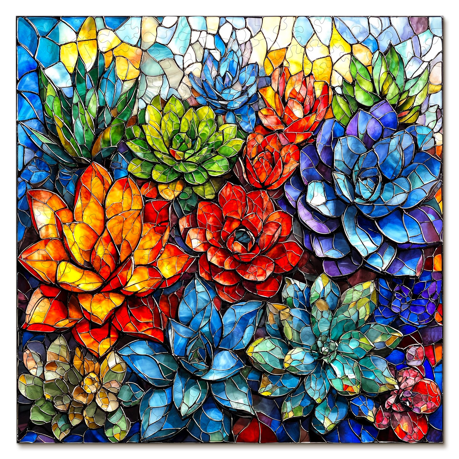 Whimsical Wooden Jigsaw Puzzle- Succulents