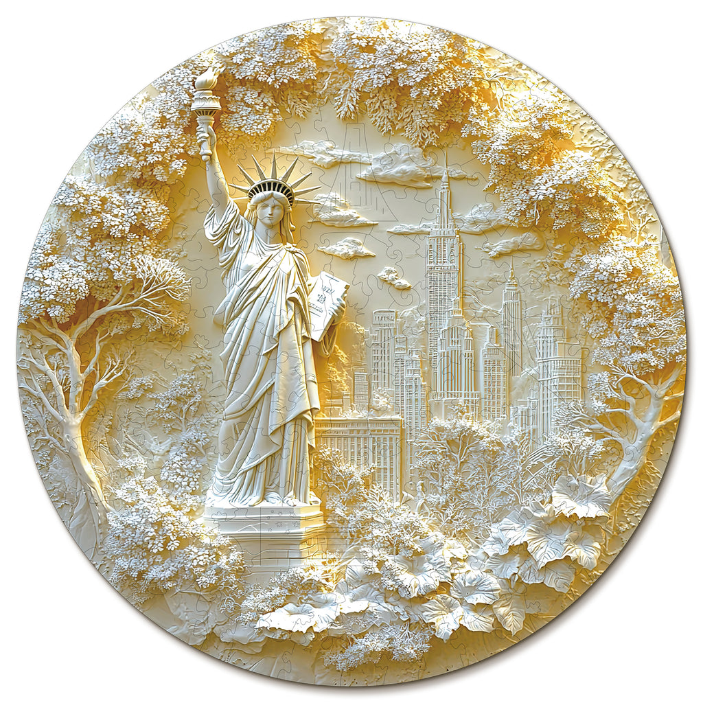 Whimsical Wooden Jigsaw Puzzle-Statue of Liberty
