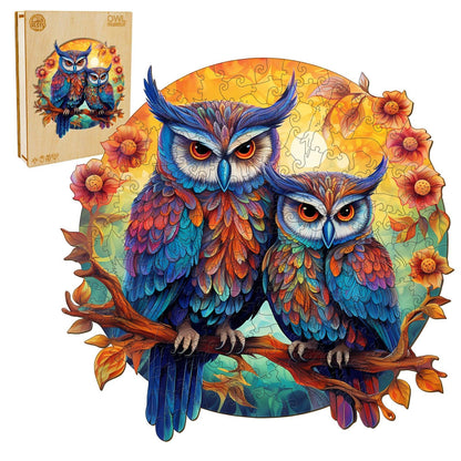 Launisches Holzpuzzle – Eulenfamilie