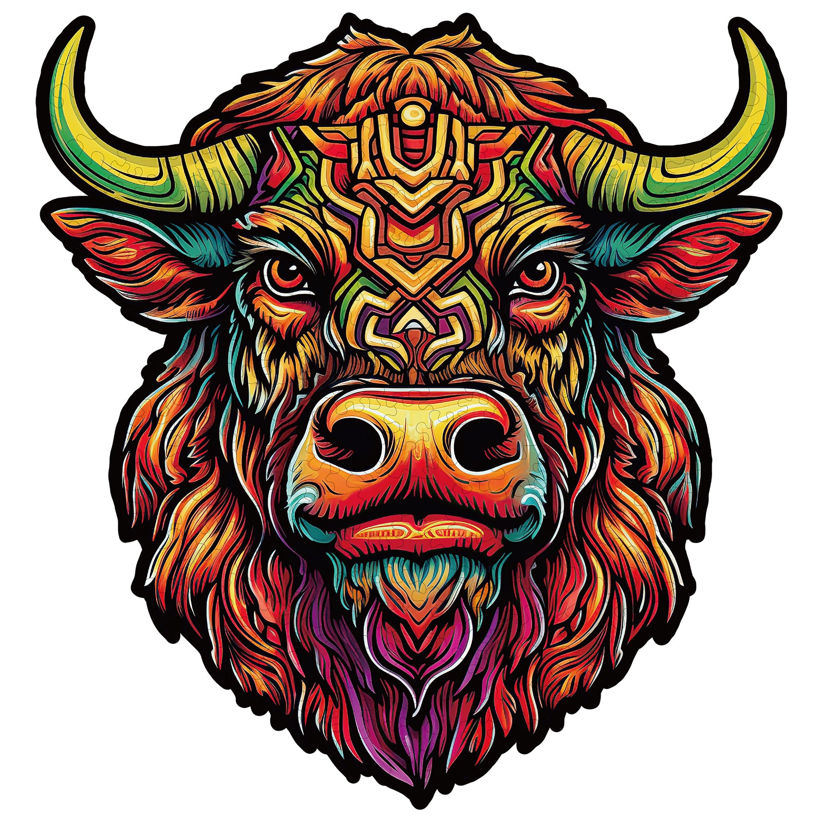 Whimsical Wooden Jigsaw Puzzle- Angry Bull Image principale du produit